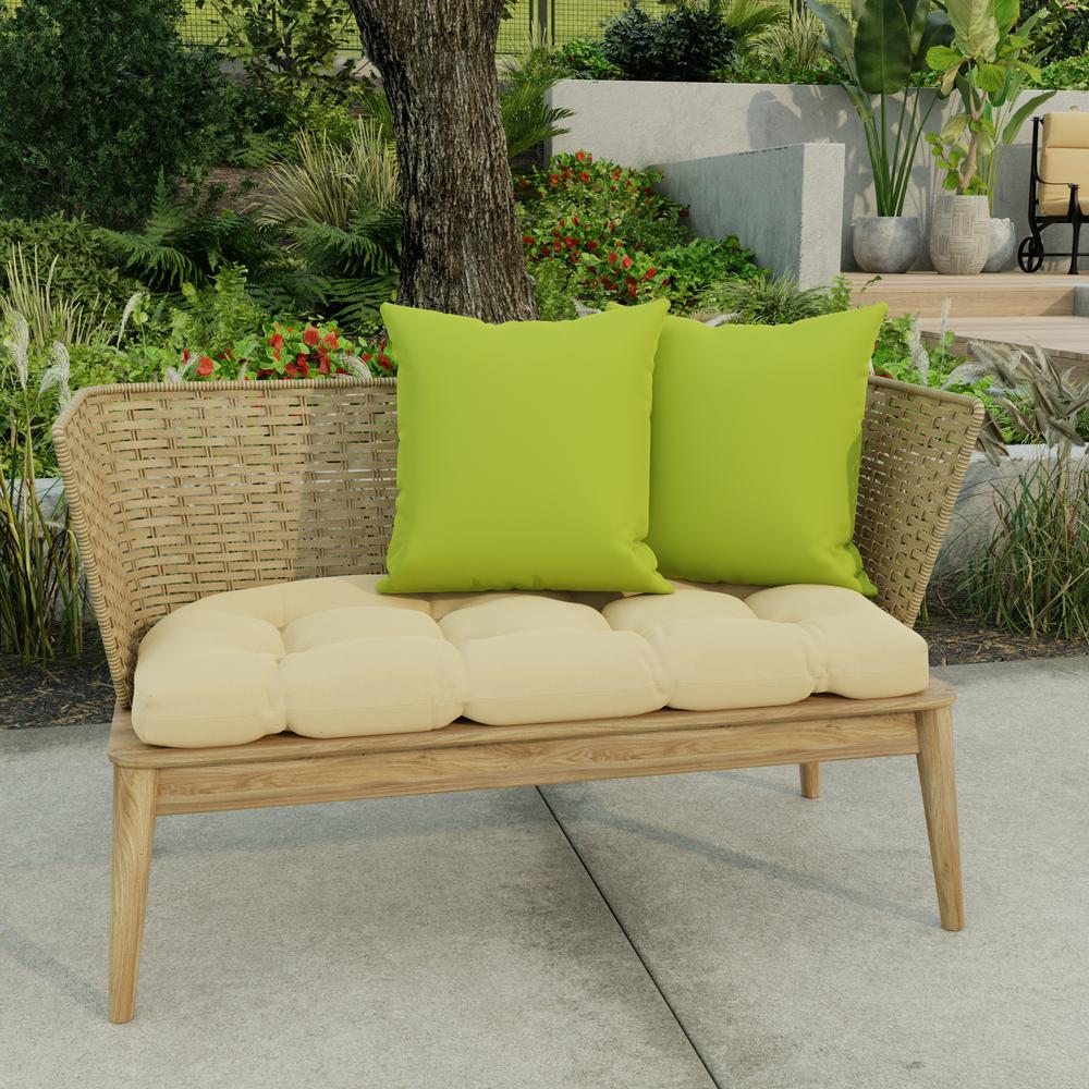 Veranda Citrus Green Solid Square Knife Edge Outdoor Throw Pillows (2-Pack). Picture 3