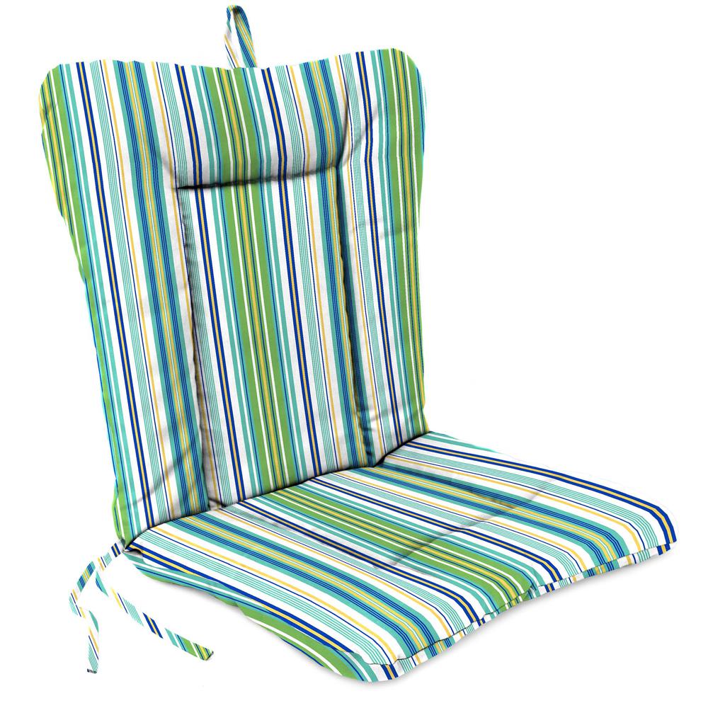 Clique Fresco Blue Stripe Outdoor Chair Cushion with Ties and Hanger Loop. Picture 1