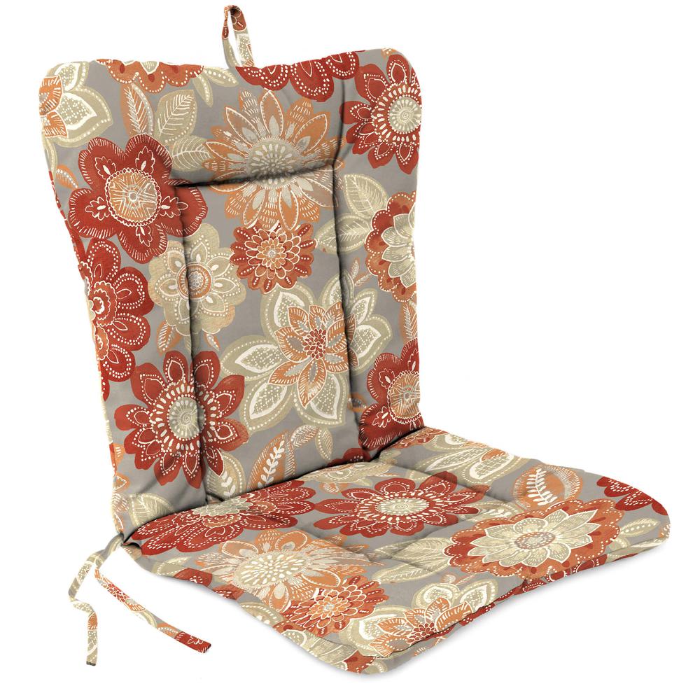 Anita Scorn Grey Floral Outdoor Chair Cushion with Ties and Hanger Loop. Picture 1
