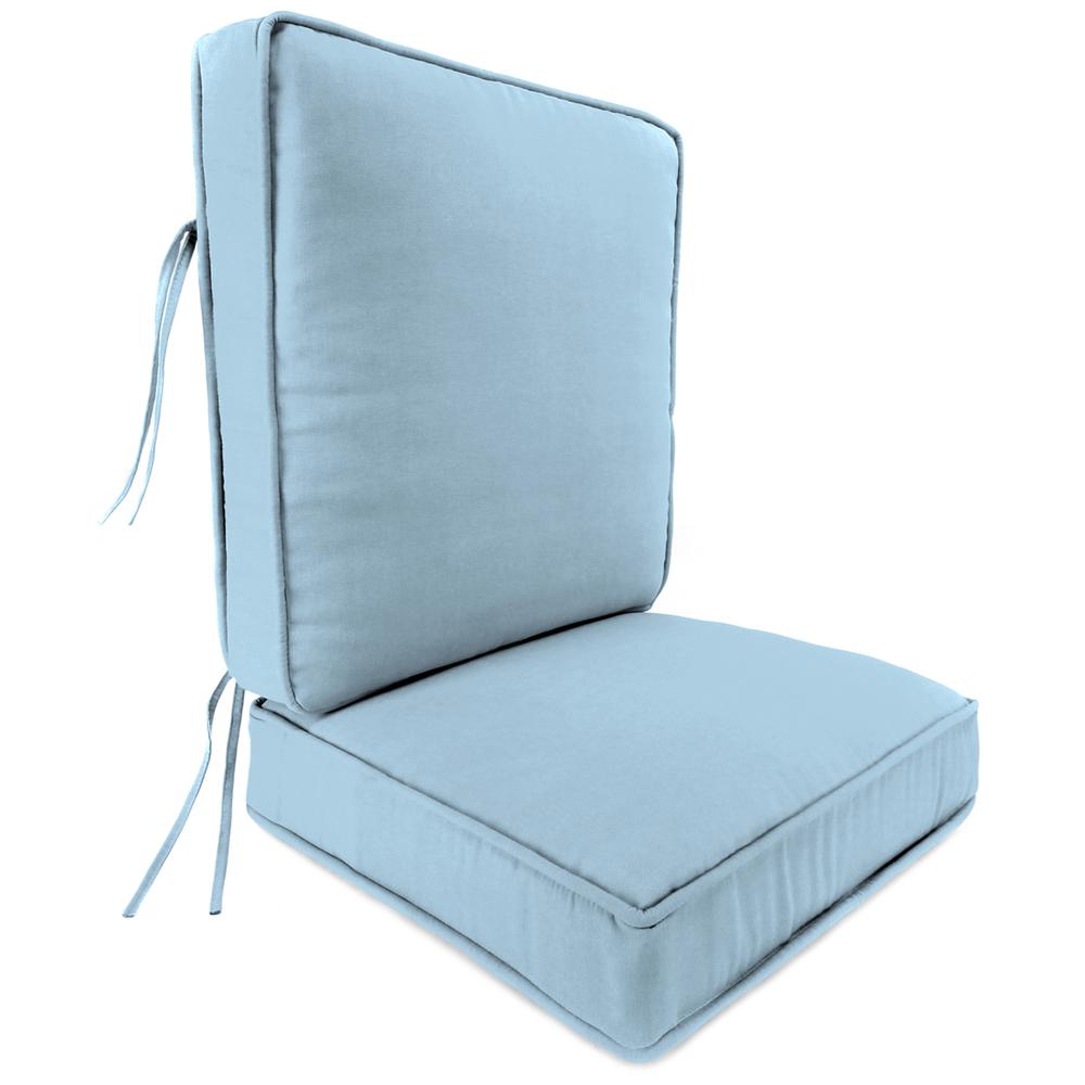 2-Piece Canvas Air Blue Solid Outdoor Chair Seat and Back Cushion Set and Welt. Picture 1