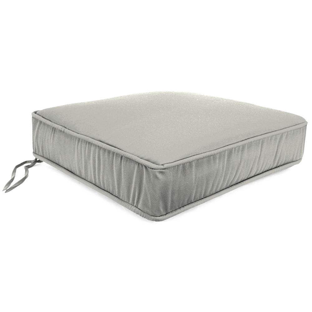 Canvas Granite Grey Solid Boxed Edge Outdoor Deep Seat Cushion and Welt. Picture 1