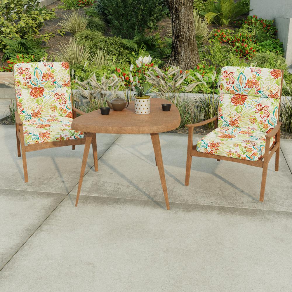 Valeda Breeze Multi Floral French Edge Outdoor Chair Cushion with Ties. Picture 3
