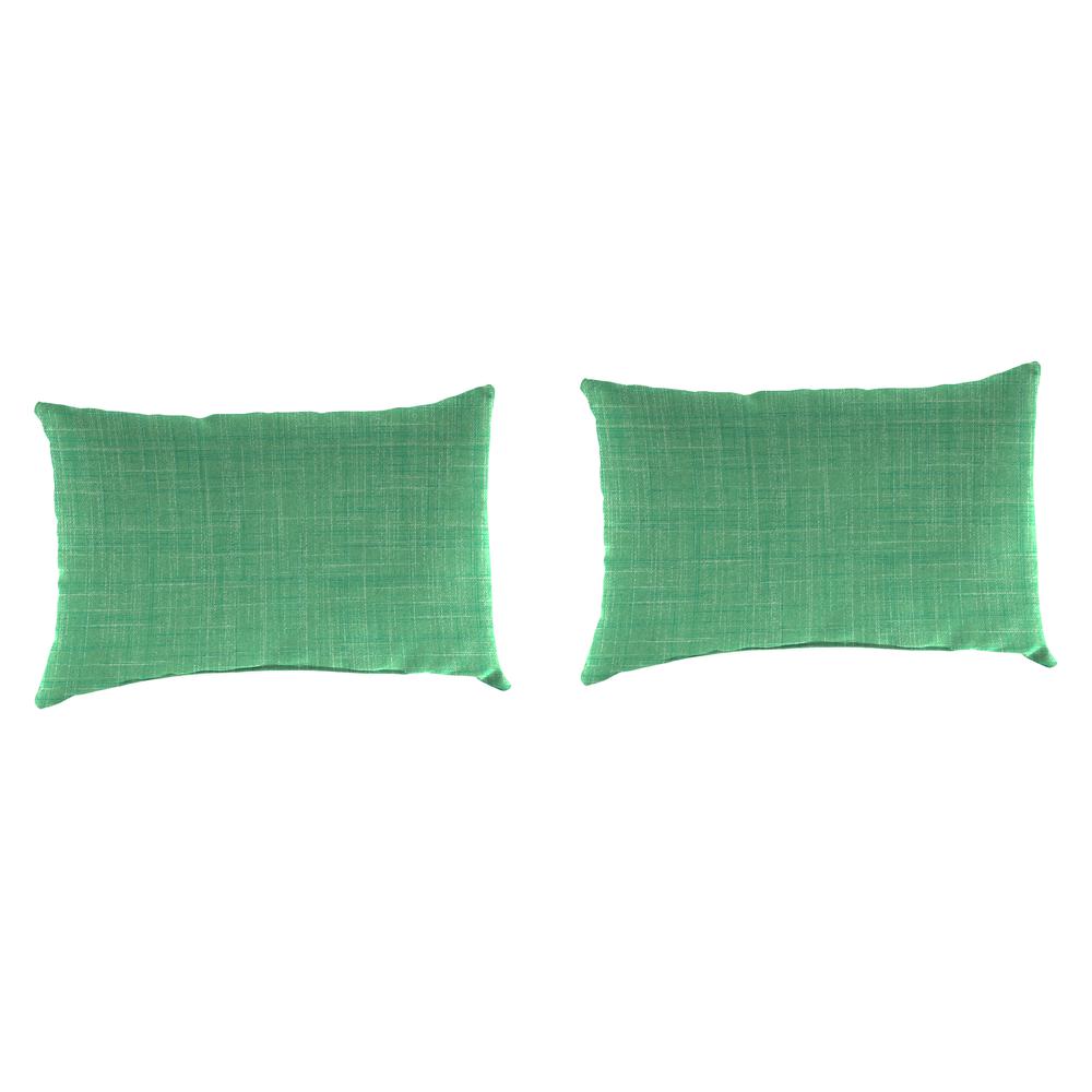 Harlow Dill Green Solid Outdoor Lumbar Throw Pillows (2-Pack). Picture 1