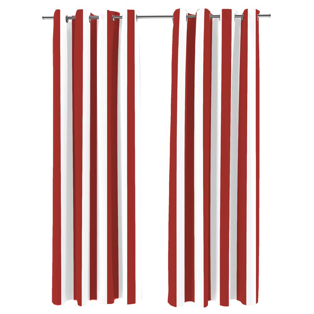 Rust Stripe Grommet Semi-Sheer Outdoor Curtain Panel (2-Pack). Picture 1
