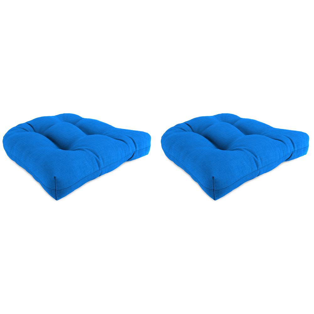 Celosia Princess Blue Solid Tufted Outdoor Seat Cushion (2-Pack). Picture 1