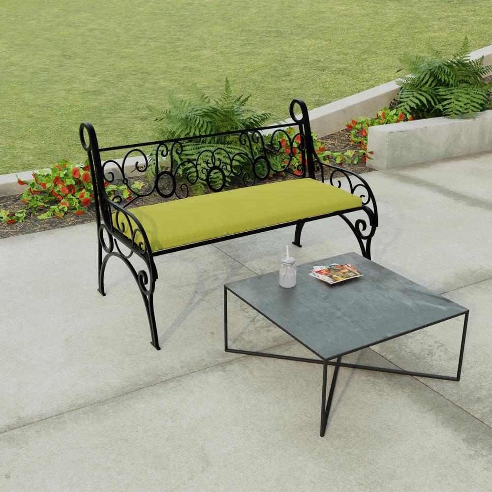 Veranda Kiwi Green Solid Outdoor Settee Swing Bench Cushion with Ties. Picture 3