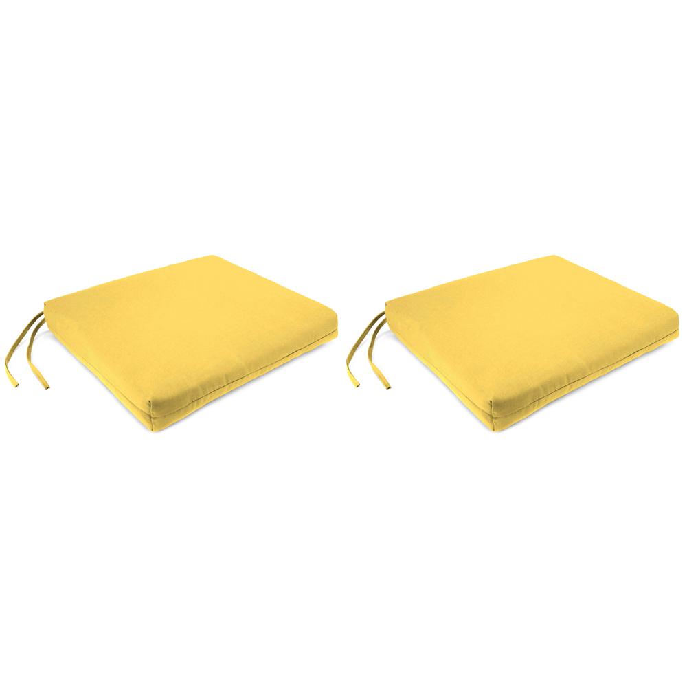 Sunray Yellow Solid Outdoor Chair Pads Seat Cushions with Ties (2-Pack). Picture 1