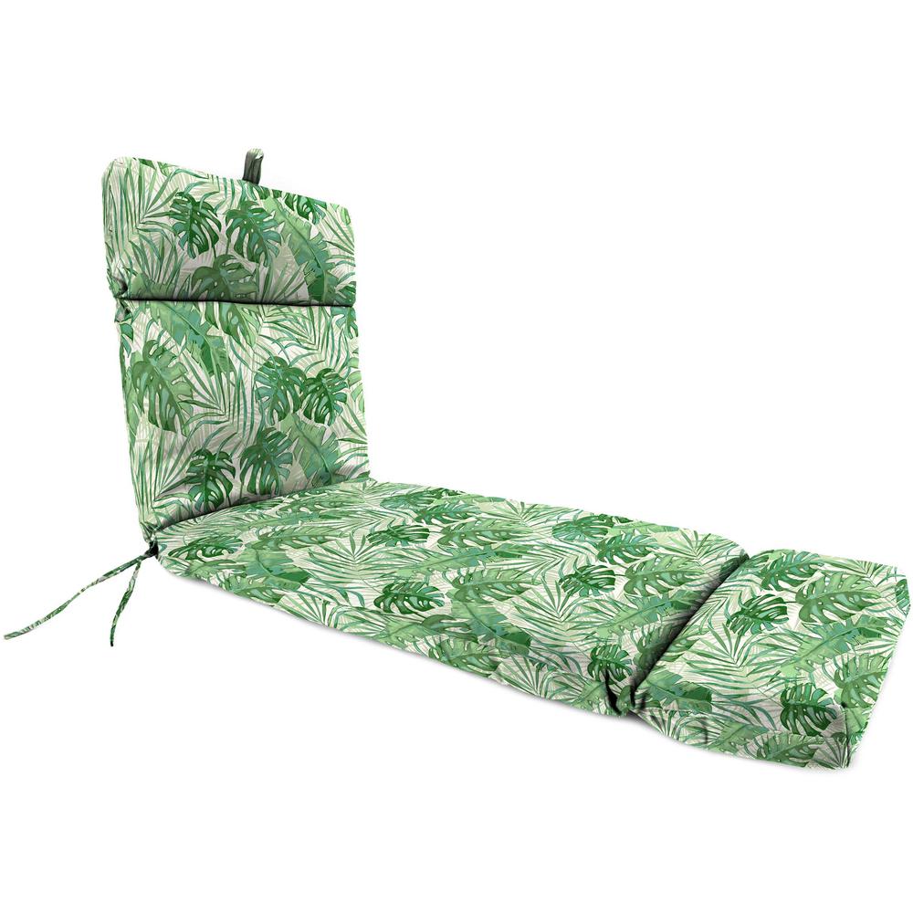 Bryann Tortoise Green Tropical Rectangular French Edge Outdoor Cushion with Ties. Picture 1