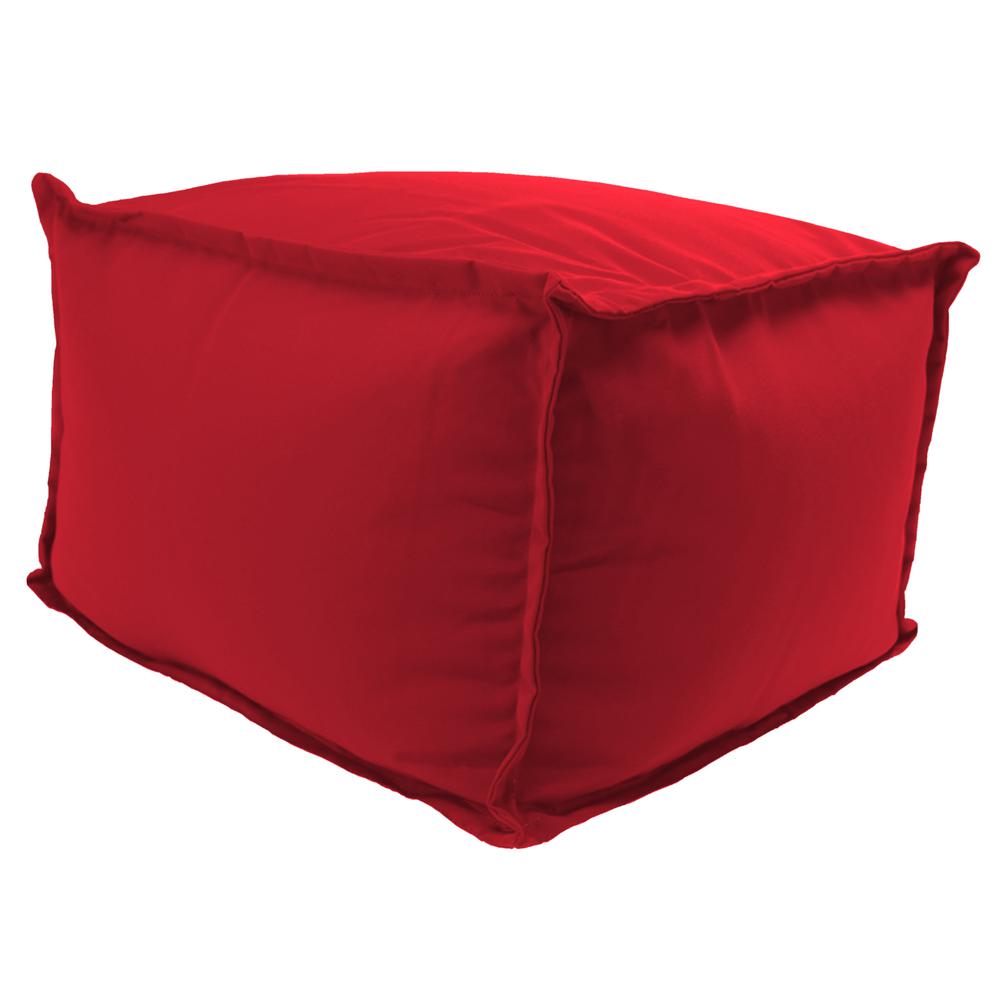 Outdoor Pouf Ottoman with Flange, Red color. Picture 1