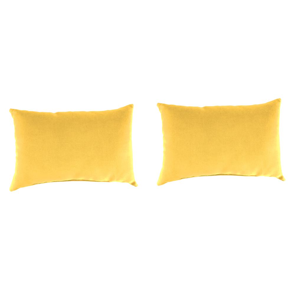 Sunray Yellow Solid Rectangular Knife Edge Outdoor Lumbar Throw Pillows (2-Pack). Picture 1