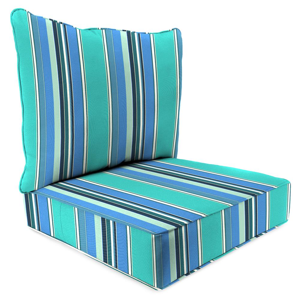 Dolce Oasis Multi Stripe Outdoor Chair Seat and Back Cushion Set with Welt. Picture 1