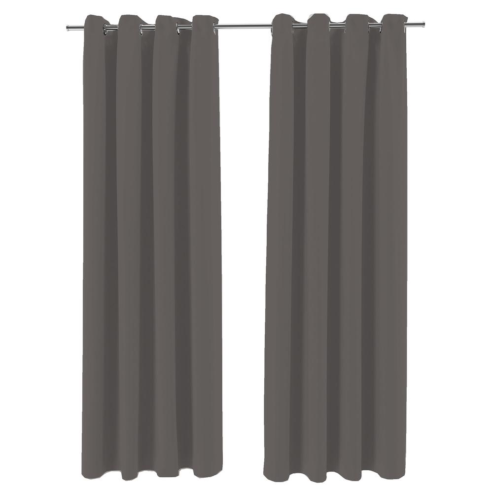 Gray Solid Grommet Semi-Sheer Outdoor Curtain Panel (2-Pack). Picture 1
