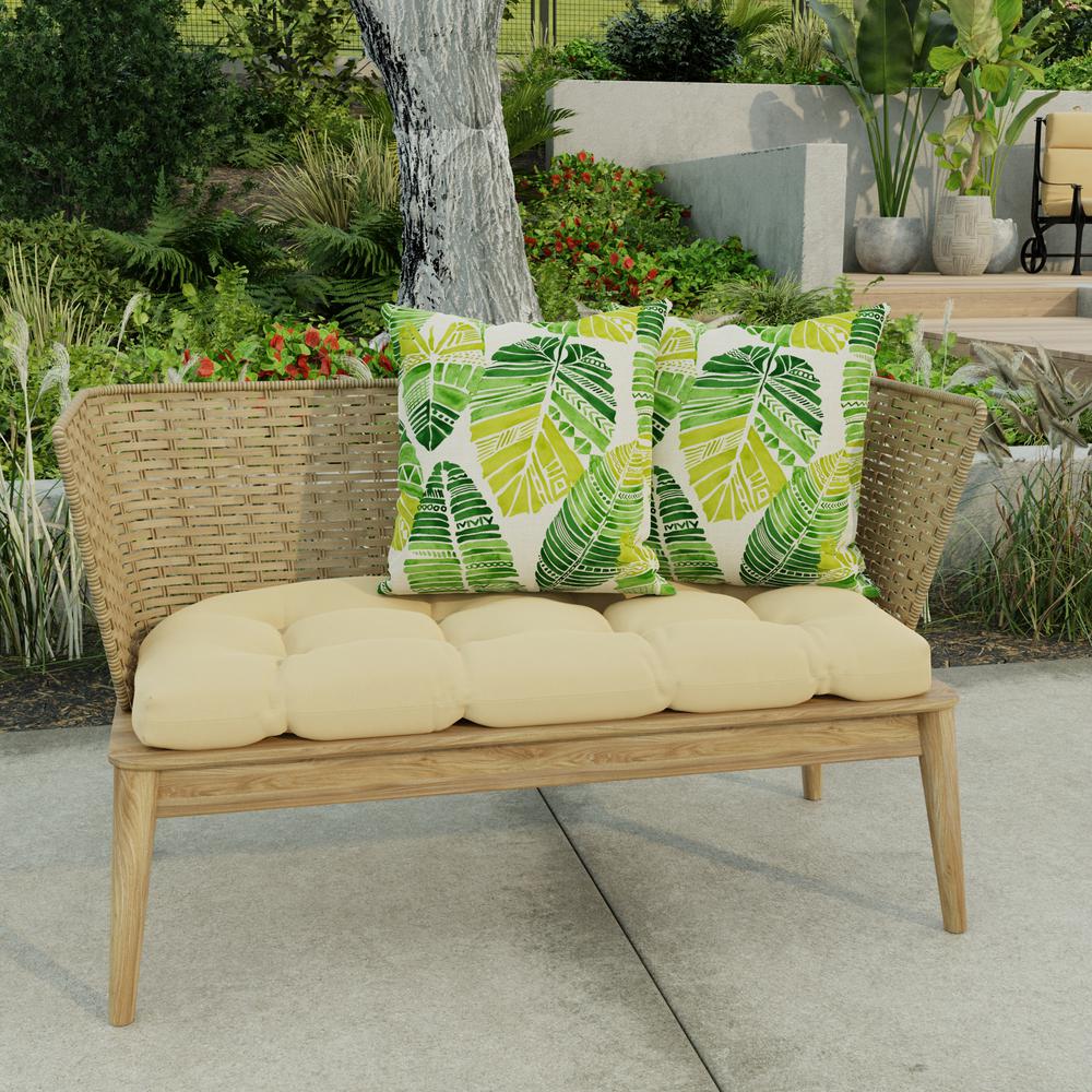Hixon Palm Green Leaves Square Knife Edge Outdoor Throw Pillows (2-Pack). Picture 3