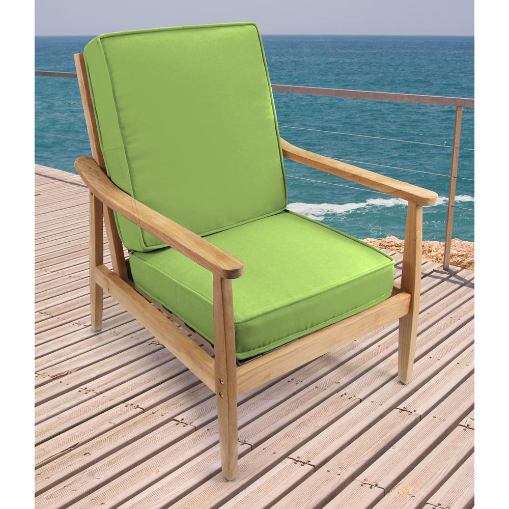 2-Piece Canvas Gingko Green Solid Outdoor Chair Seat and Back Cushion Set. Picture 3