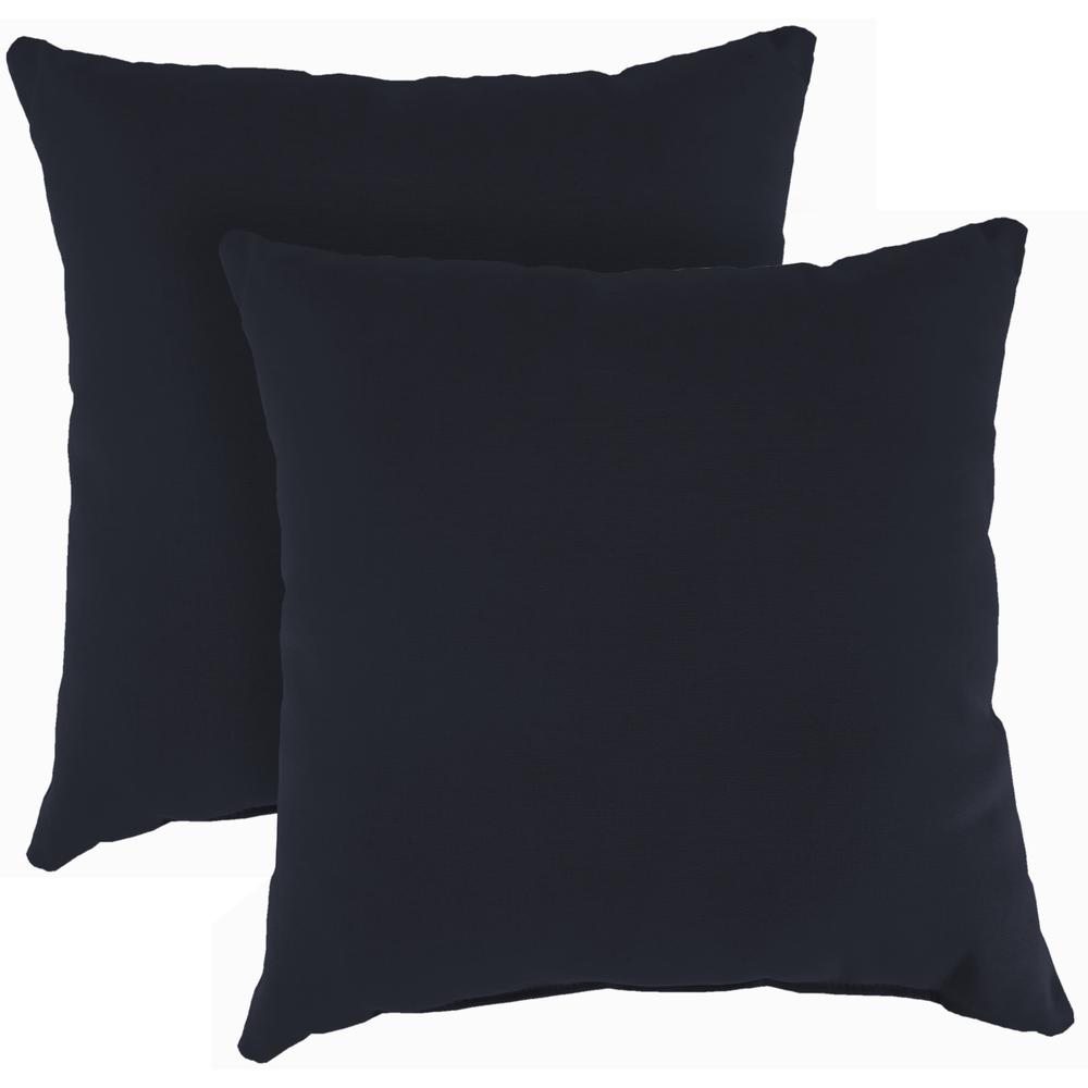 Veranda Navy Solid Square Knife Edge Outdoor Throw Pillows (2-Pack). Picture 1