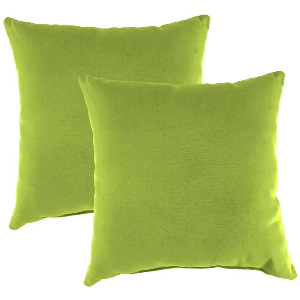 Canvas Macaw Green Solid Square Knife Edge Outdoor Throw Pillows (2-Pack). Picture 1