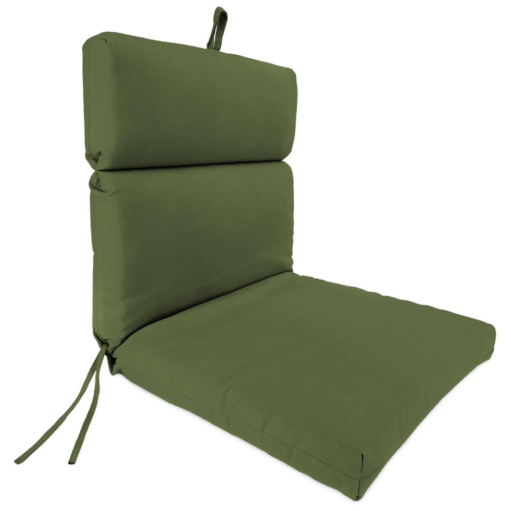Veranda Hunter Green Solid French Edge Outdoor Chair Cushion with Ties. Picture 1