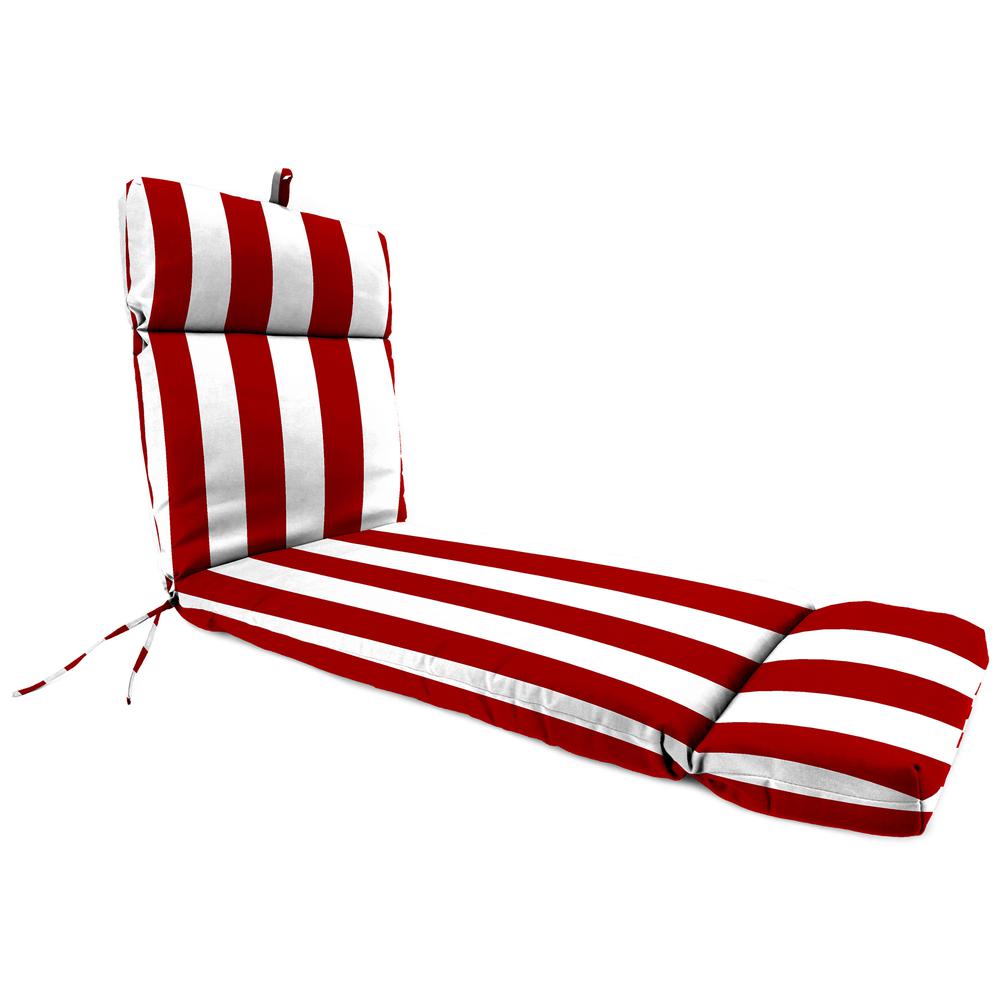 Cabana Red Stripe Rectangular French Edge Outdoor Cushion with Ties. Picture 1