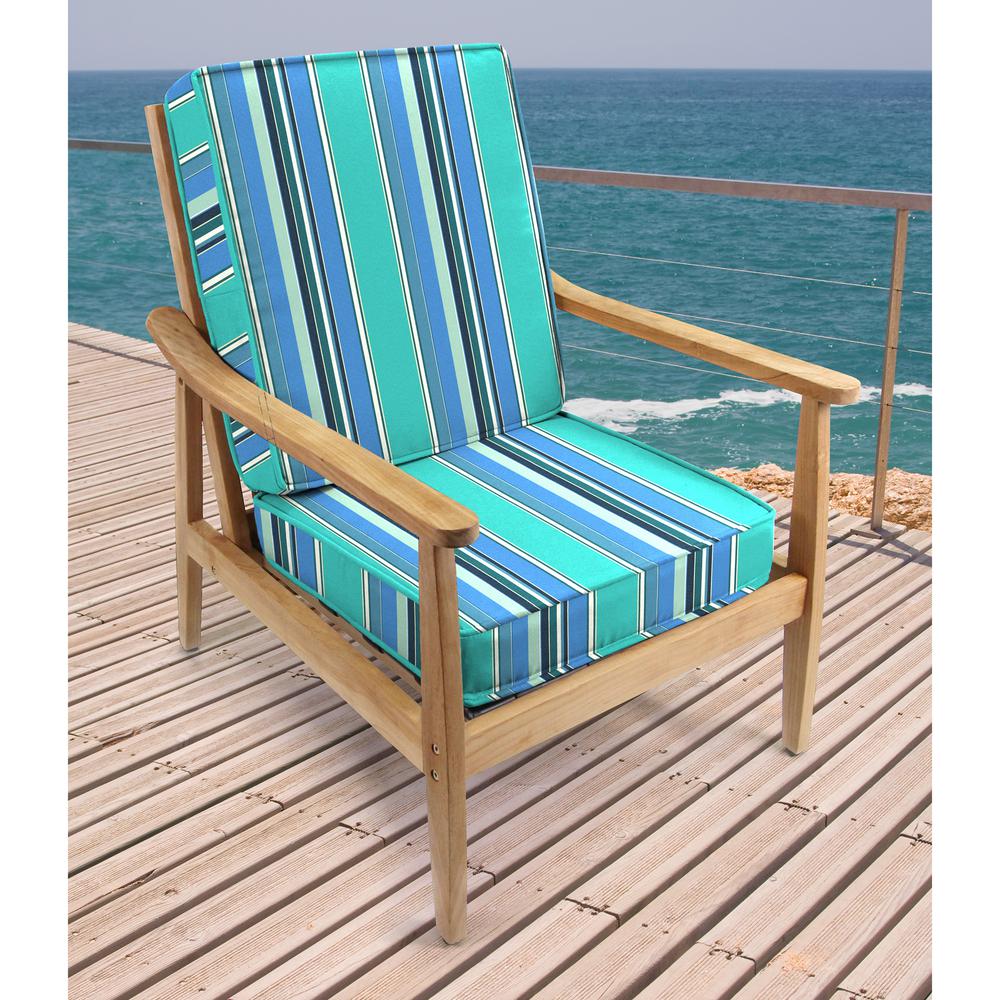 2-Piece Dolce Oasis Multi Stripe Outdoor Chair Seat and Back Cushion Set. Picture 3