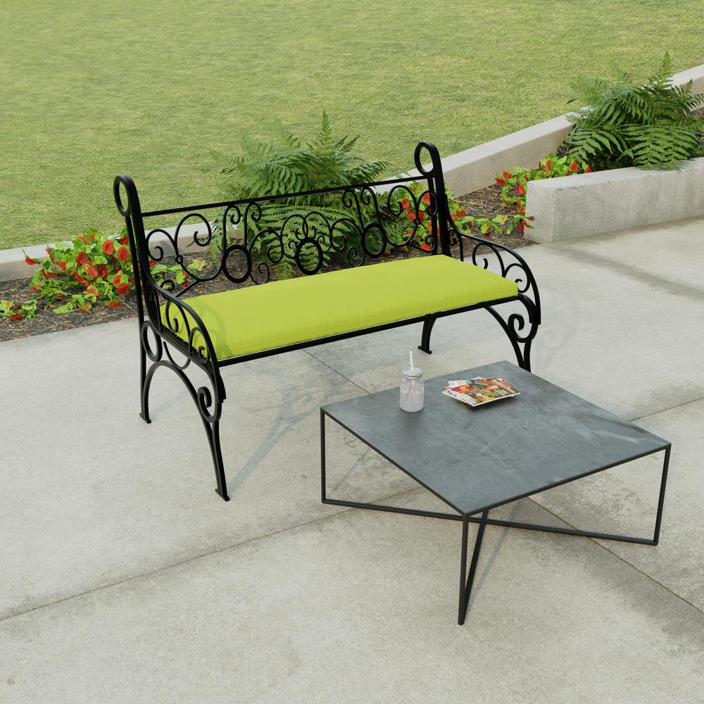 Veranda Citrus Green Solid Outdoor Settee Swing Bench Cushion with Ties. Picture 3