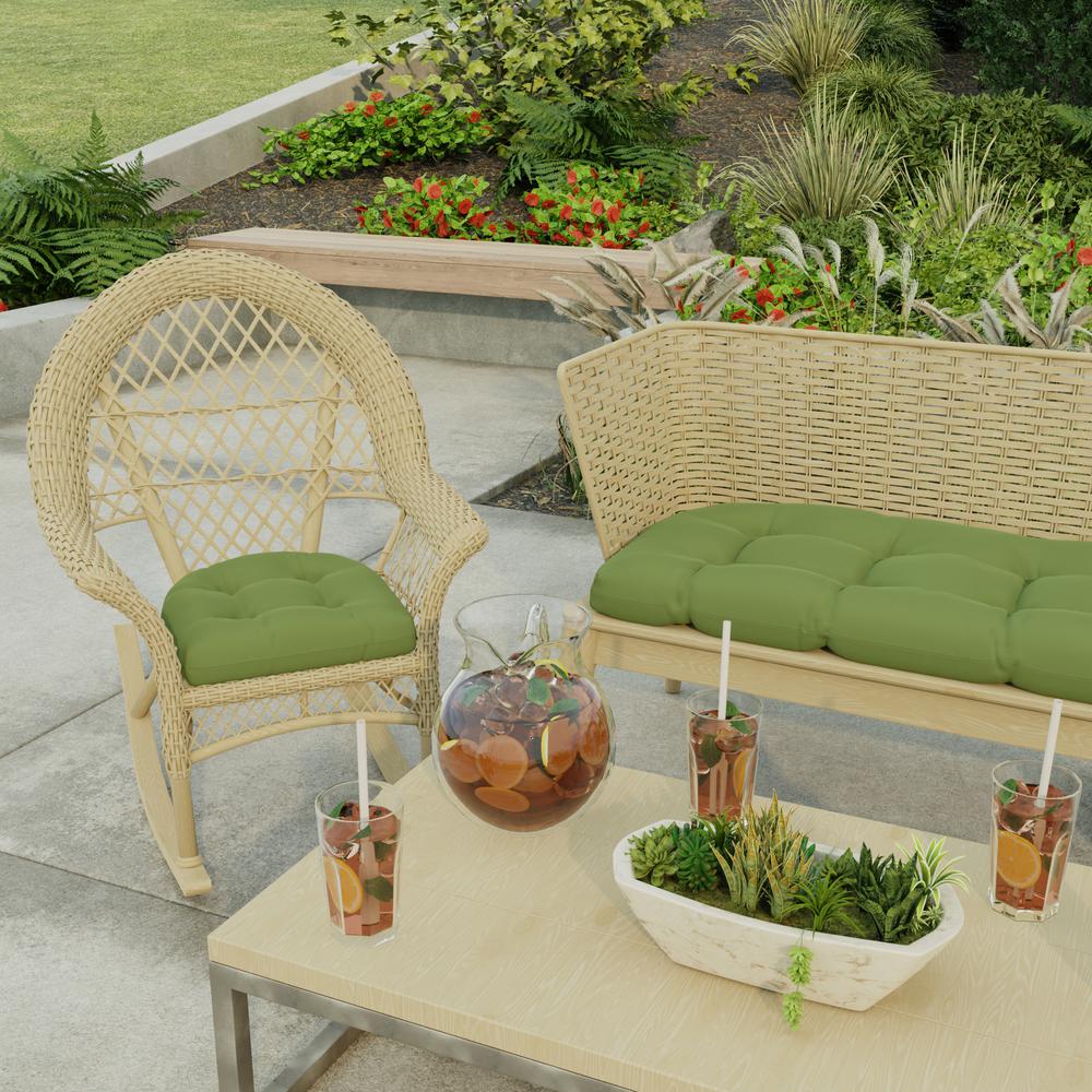 Veranda Hunter Green Solid Tufted Outdoor Seat Cushion (2-Pack). Picture 3