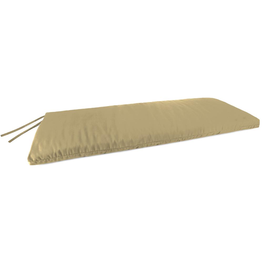 Sunbrella Heather Beige Solid Outdoor Settee Swing Bench Cushion with Ties. Picture 1