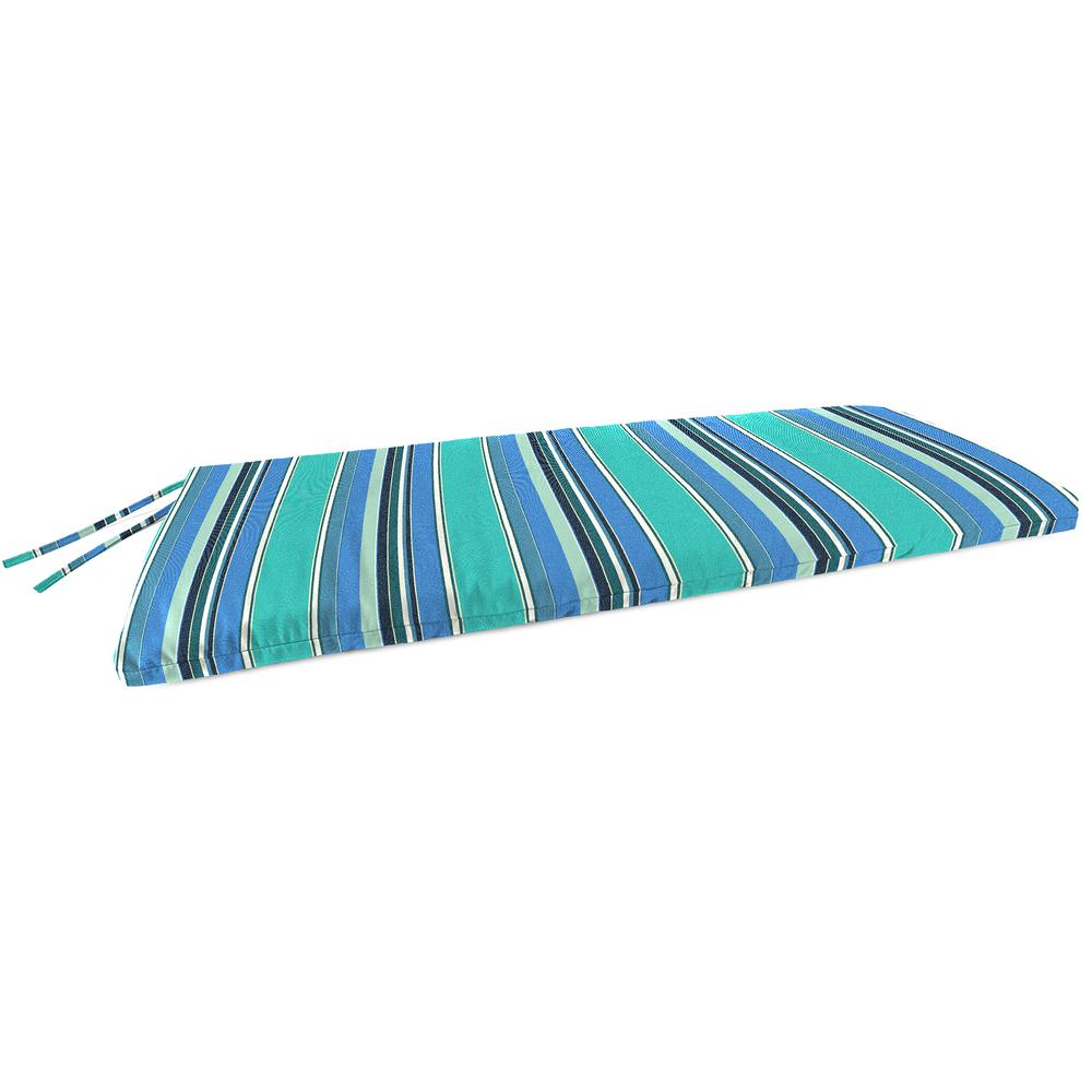 Sunbrella Dolce Oasis Multi Stripe Outdoor Settee Swing Bench Cushion with Ties. Picture 1