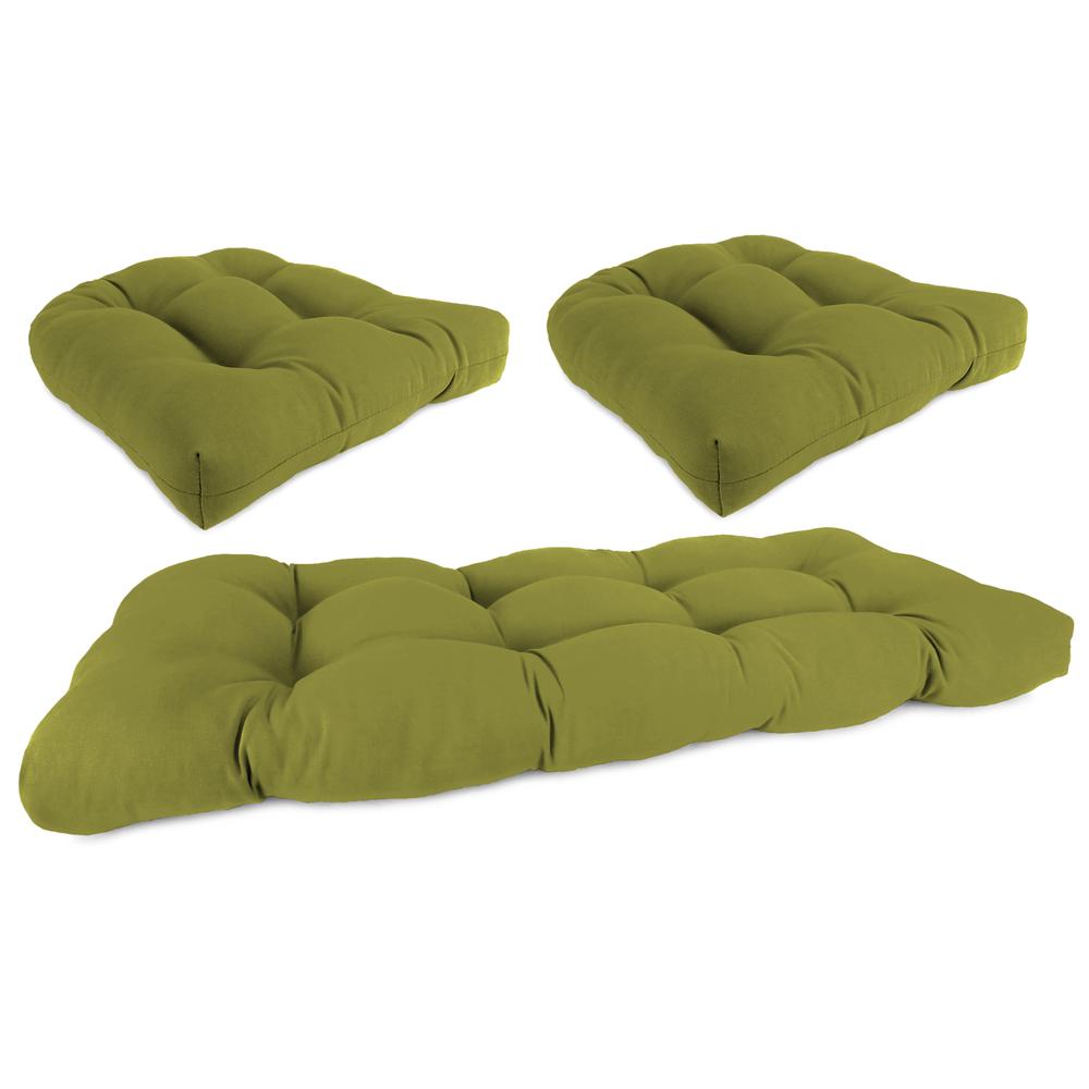 3-Piece Veranda Kiwi Green Solid Tufted Outdoor Cushion Set. Picture 1