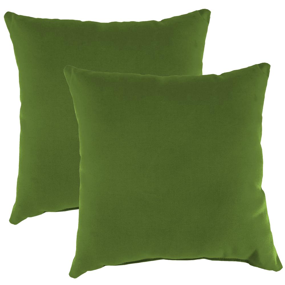 Spectrum Cilantro Green Solid Square Knife Edge Outdoor Throw Pillows (2-Pack). Picture 1