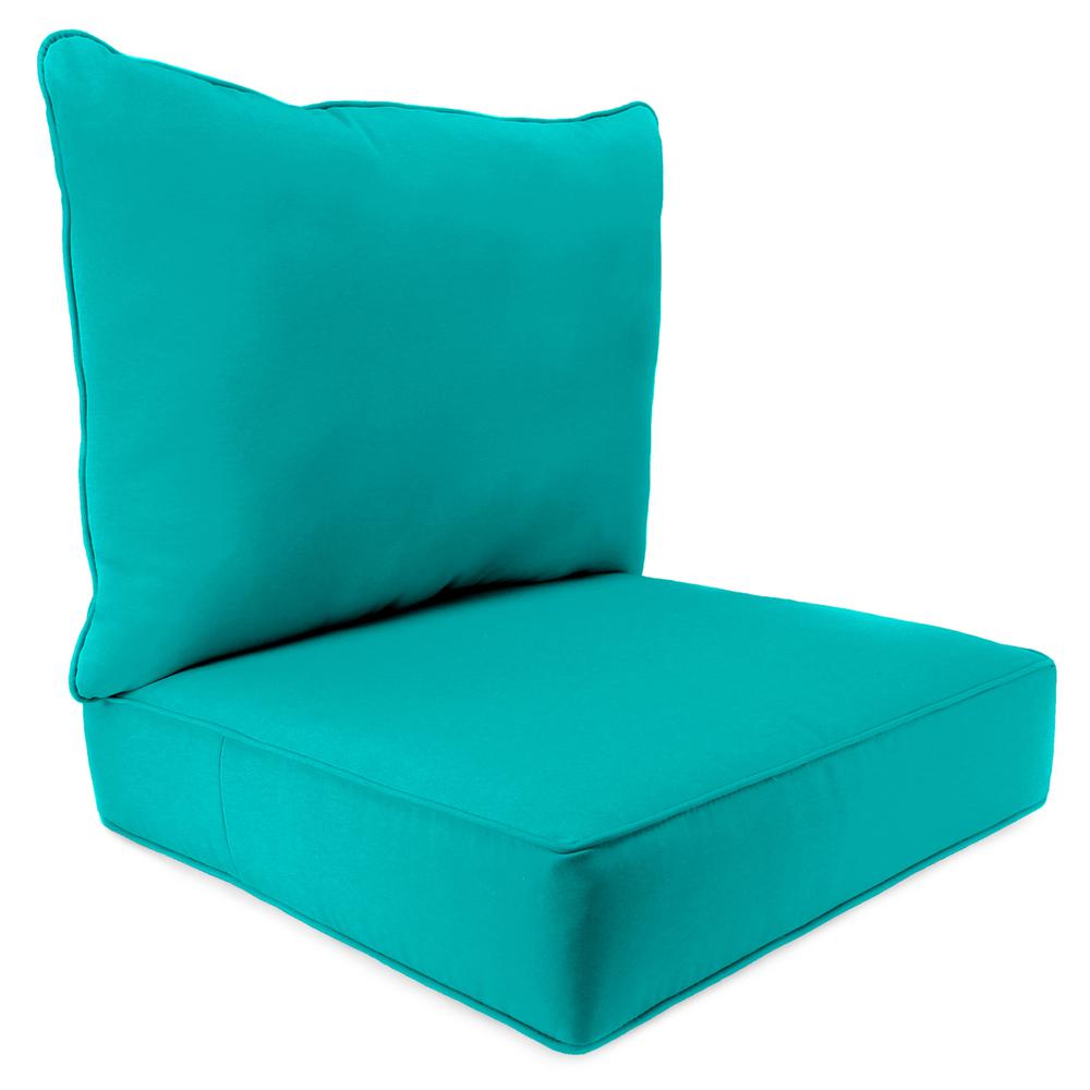 Sunbrella Canvas Aruba Aqua Outdoor Chair Seat and Back Cushion Set with Welt. Picture 1