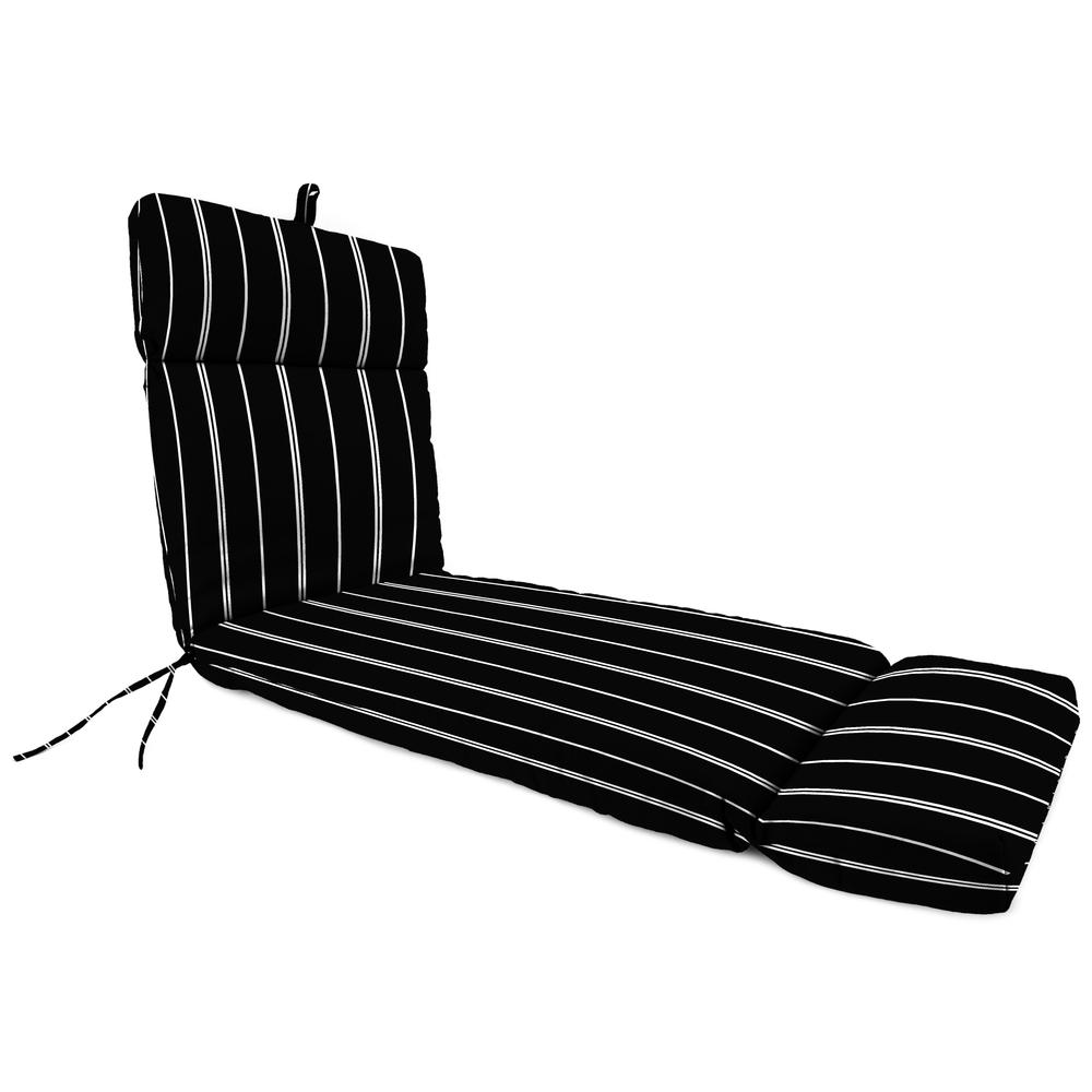 Pursuit Shadow Black Stripe Rectangular French Edge Outdoor Cushion with Ties. Picture 1