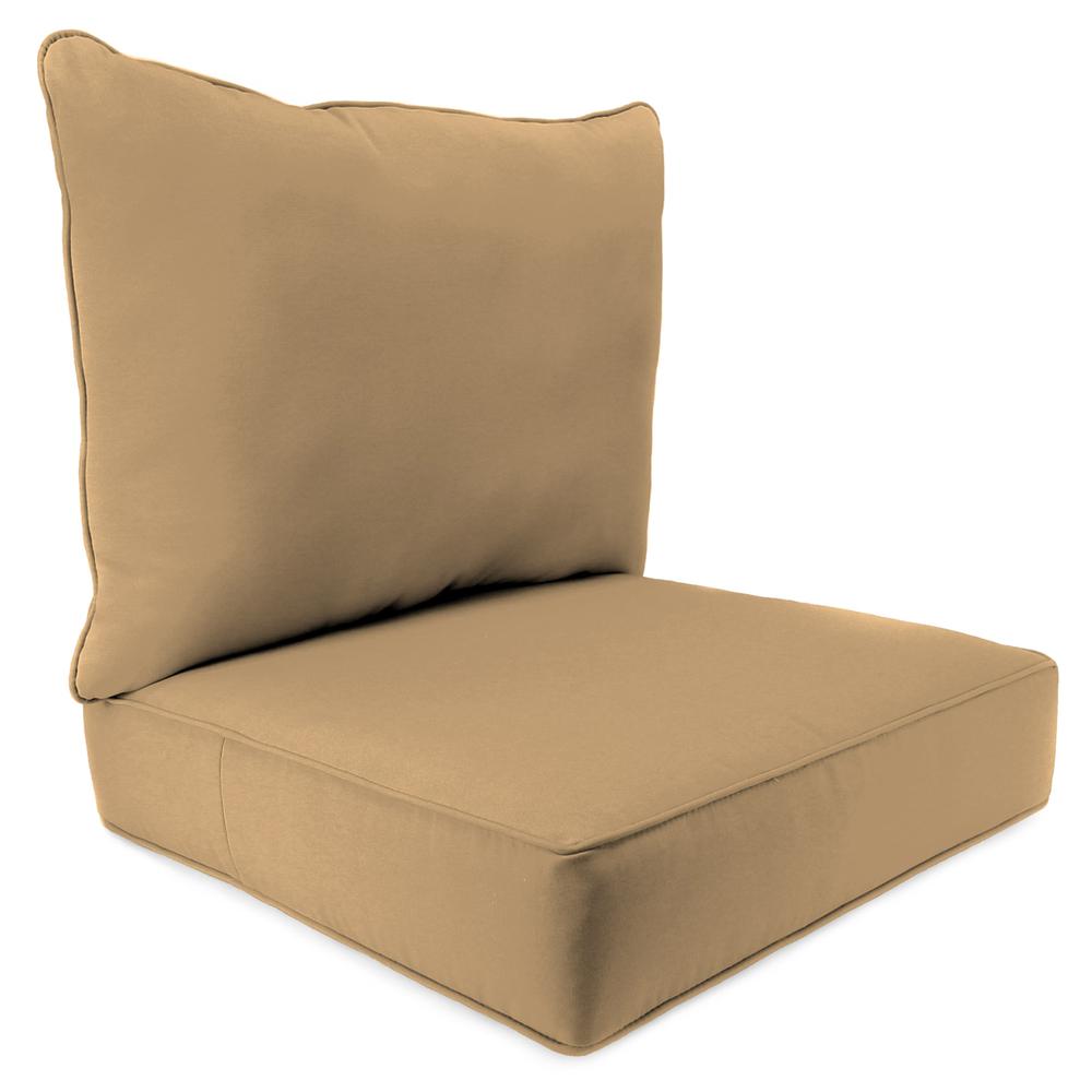 Sunbrella Canvas Cocoa Brown Outdoor Chair Seat and Back Cushion Set with Welt. Picture 1