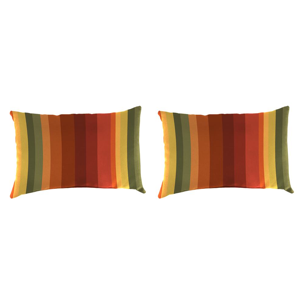 Islip Cayenne Maroon Stripe Outdoor Lumbar Throw Pillows (2-Pack). Picture 1