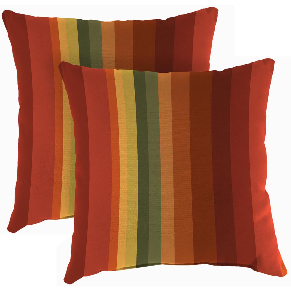 Islip Cayenne Maroon Stripe Square Knife Edge Outdoor Throw Pillows (2-Pack). Picture 1