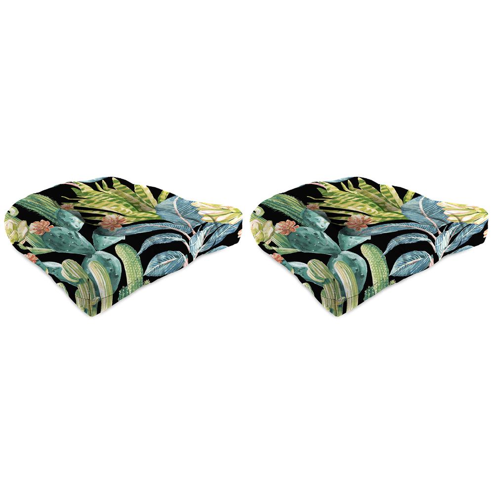 Hatteras Ebony Black Floral Tufted Outdoor Seat Cushion (2-Pack). Picture 1