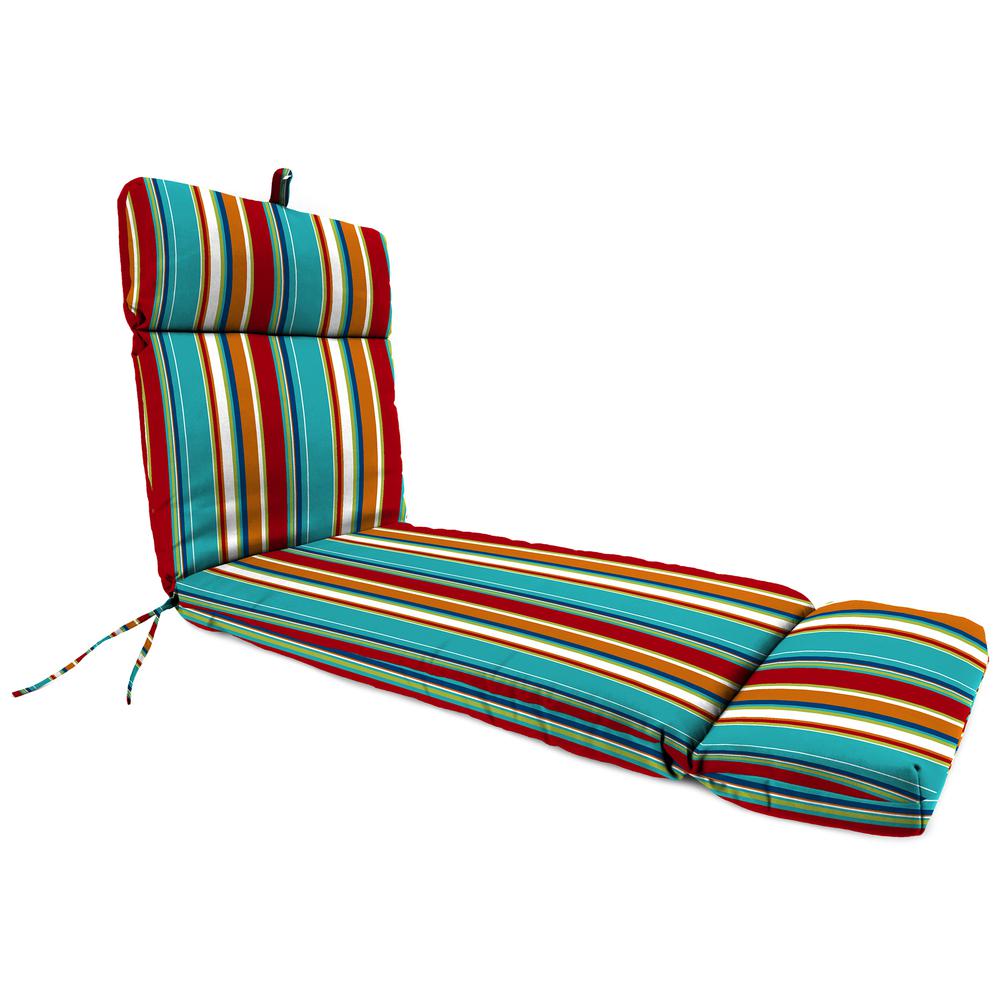 Covert Fiesta Multi Stripe Rectangular French Edge Outdoor Cushion with Ties. Picture 1