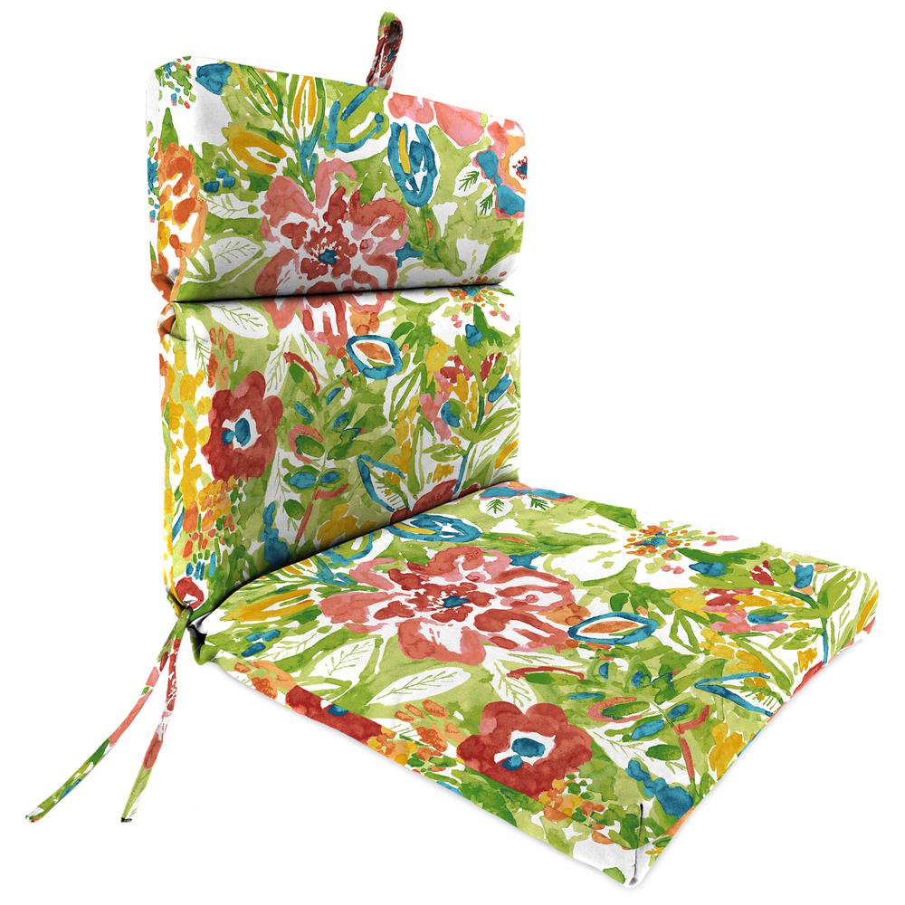 Sun River Garden Multi Floral French Edge Outdoor Chair Cushion with Ties. Picture 1