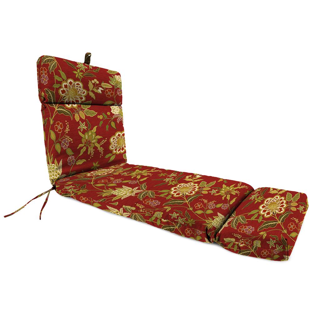 Alberta Salsa Red Floral Rectangular French Edge Outdoor Cushion with Ties. Picture 1
