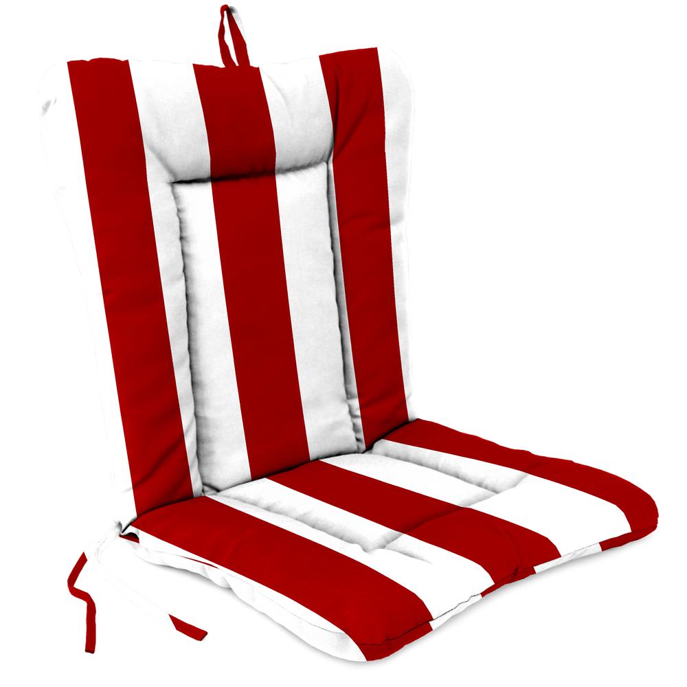 Cabana Red Stripe Outdoor Chair Cushion with Ties and Hanger Loop. Picture 1