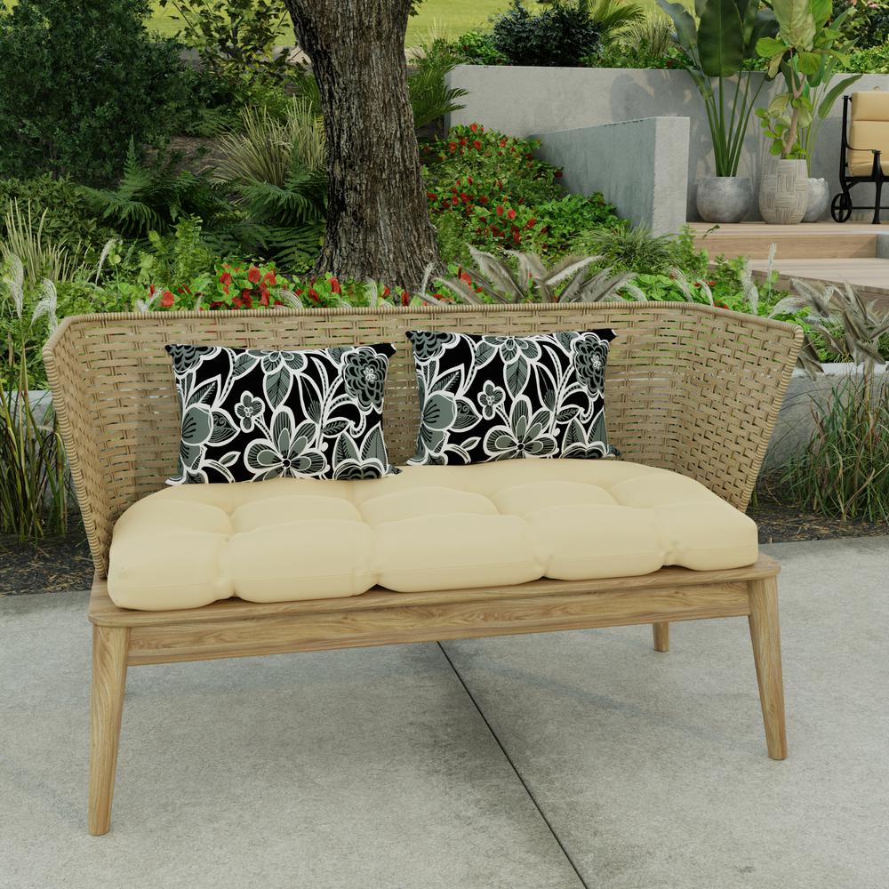 Halsey Shadow Black Floral Rectangular Knife Edge Outdoor Throw Pillows (2-Pack). Picture 3