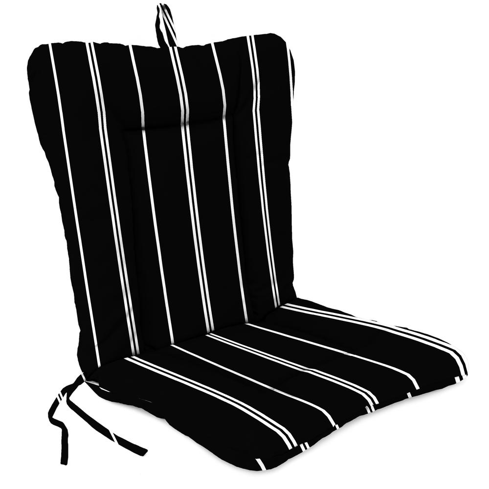 Pursuit Shadow Black Stripe Outdoor Chair Cushion with Ties and Hanger Loop. Picture 1
