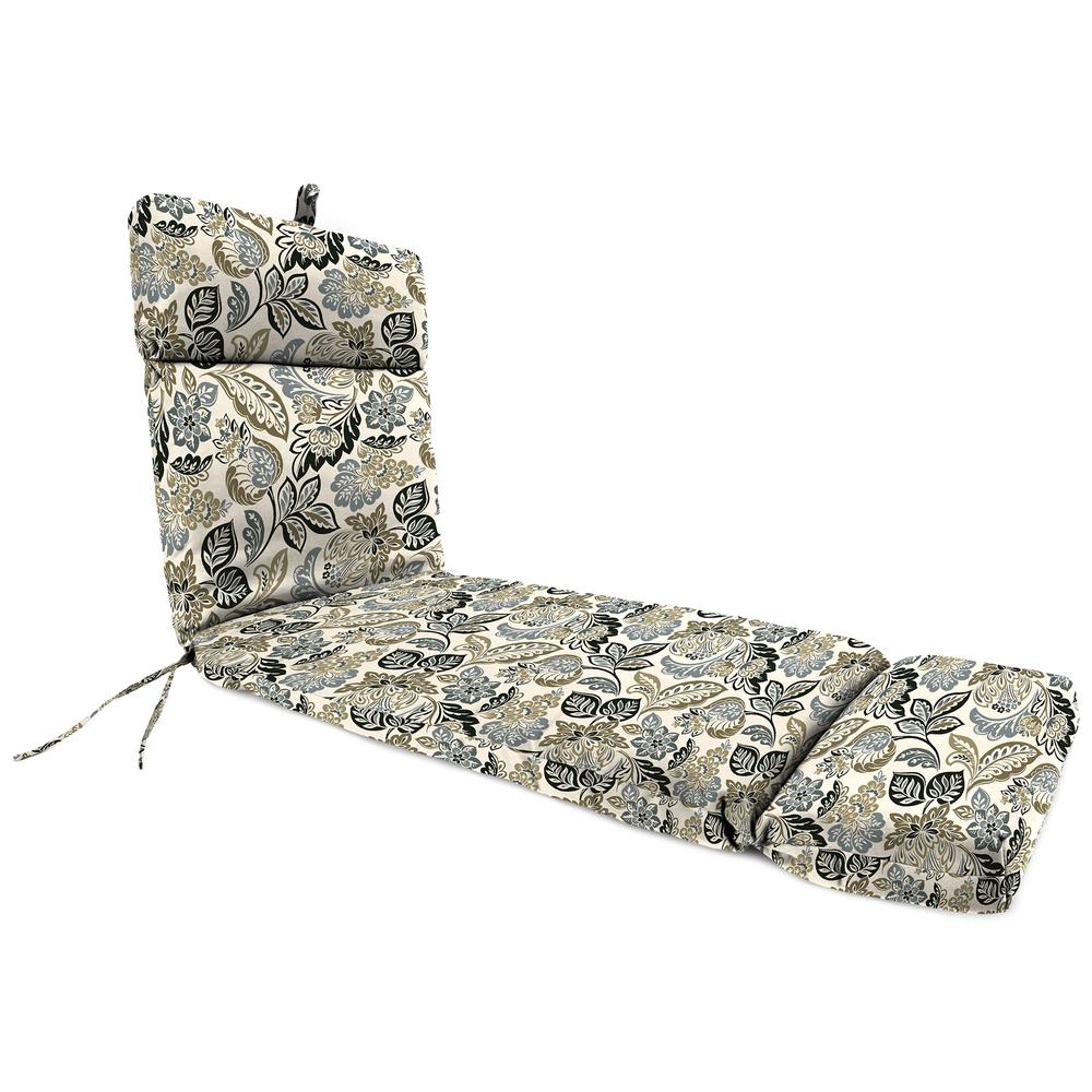Dailey Pewter Multi Paisley Rectangular French Edge Outdoor Cushion with Ties. Picture 1
