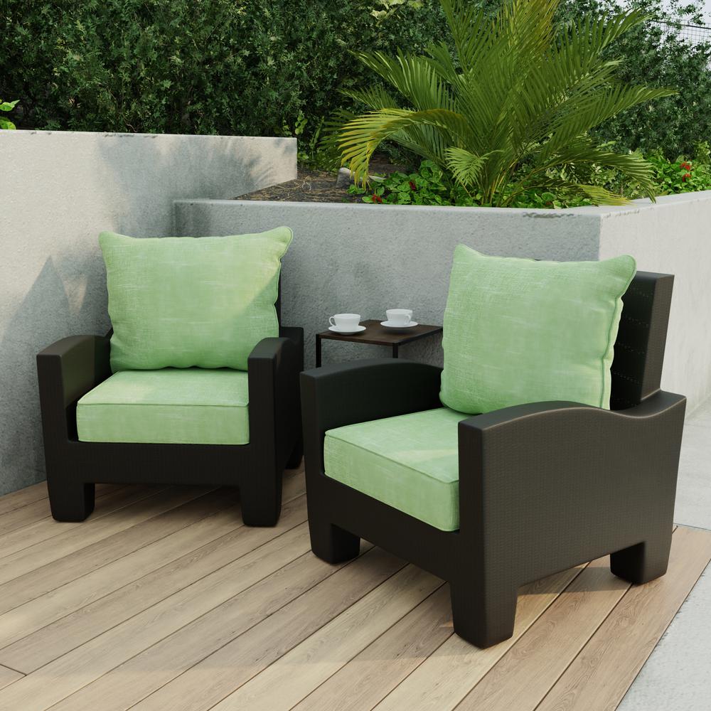 Tory Palm Green Outdoor Deep Seating Chair Seat and Back Cushion Set with Welt. Picture 3