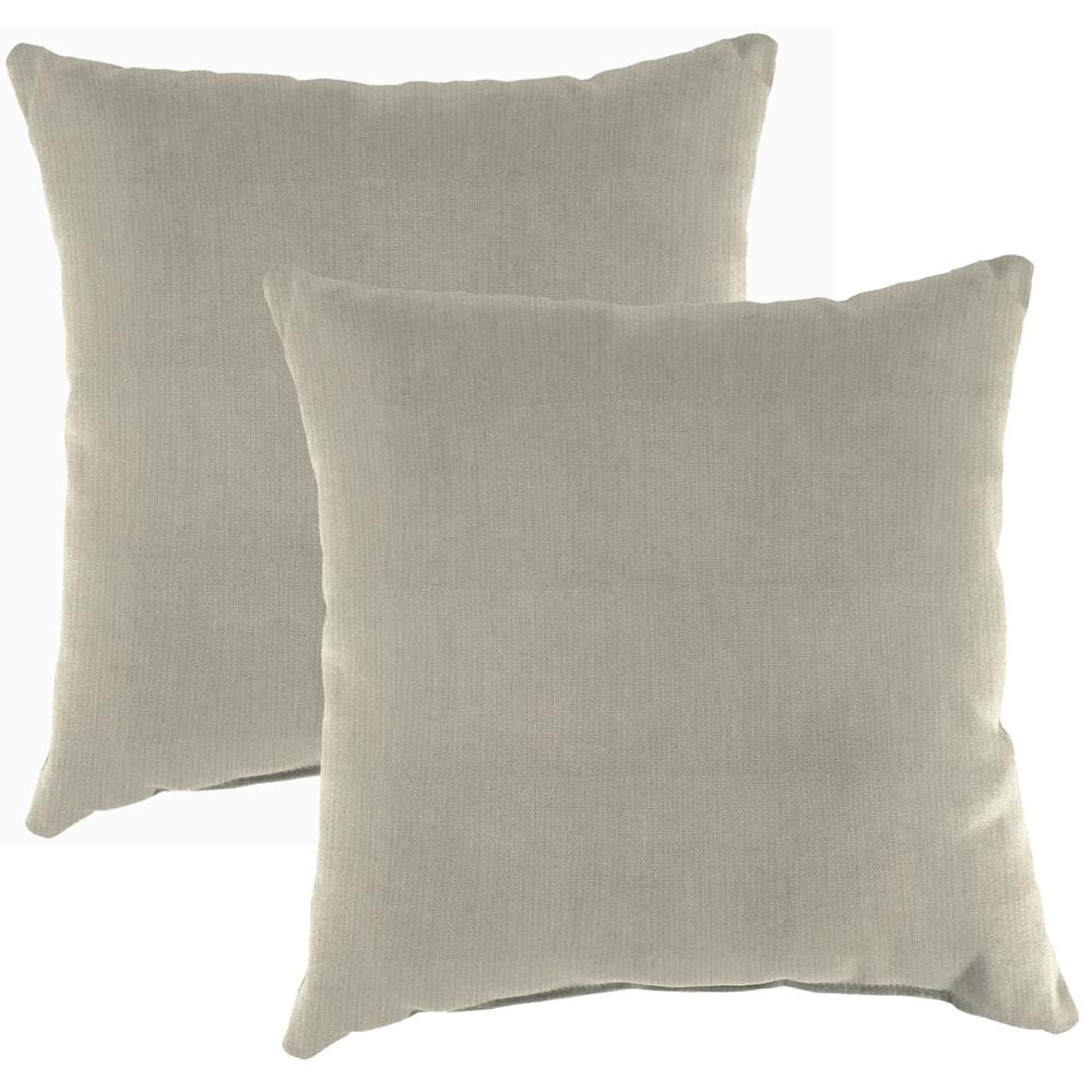 Spectrum Dove Beige Solid Square Knife Edge Outdoor Throw Pillows (2-Pack). Picture 1