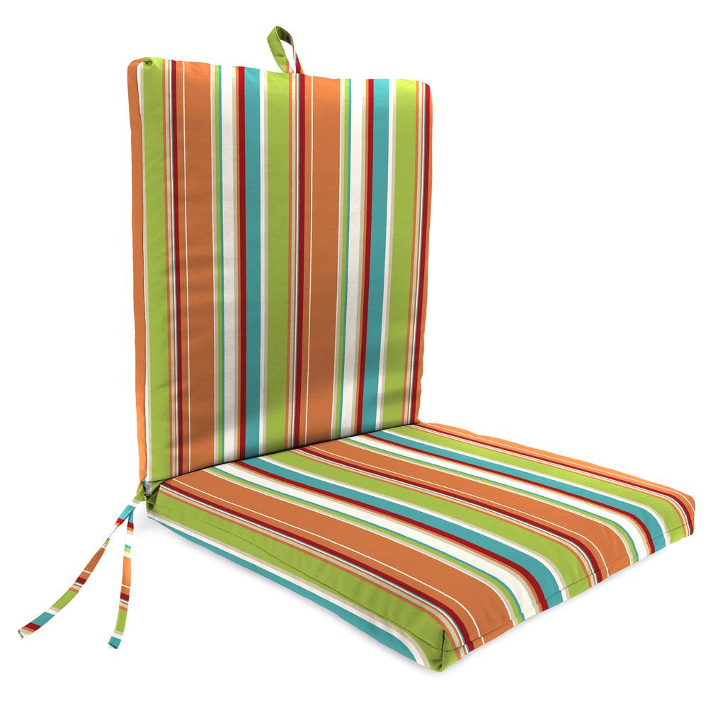 Covert Breeze Multi Stripe French Edge Outdoor Chair Cushion with Ties. Picture 1
