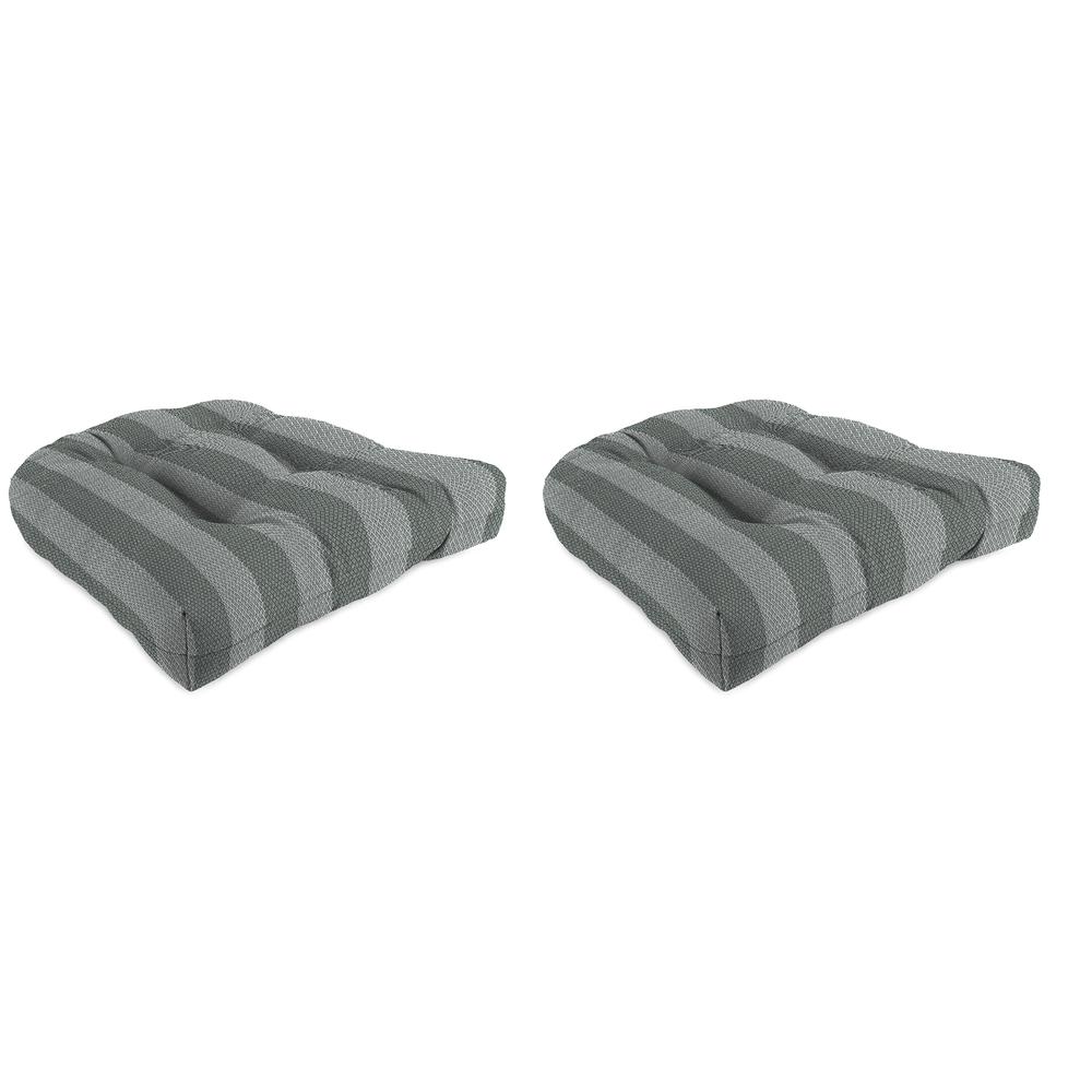 Conway Smoke Grey Stripe Tufted Outdoor Seat Cushion (2-Pack). Picture 1