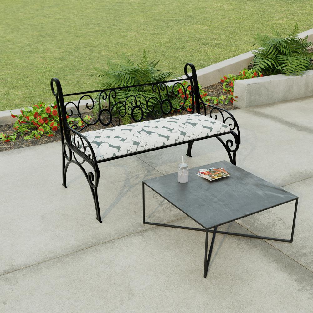 Carano Stone Grey Leaves Outdoor Settee Swing Bench Cushion with Ties. Picture 3