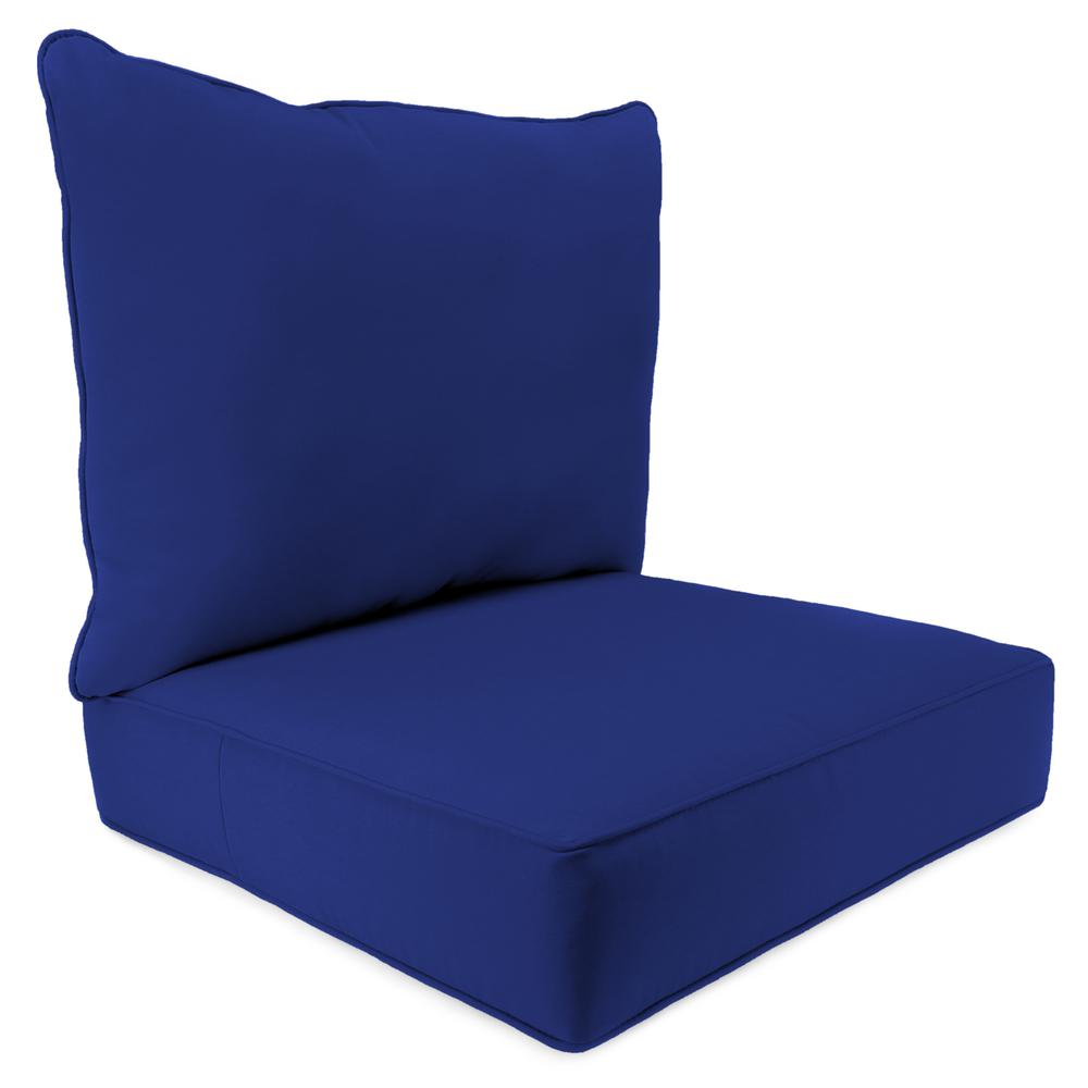 Veranda Cobalt Blue Outdoor Chair Seat and Back Cushion Set with Welt. Picture 1