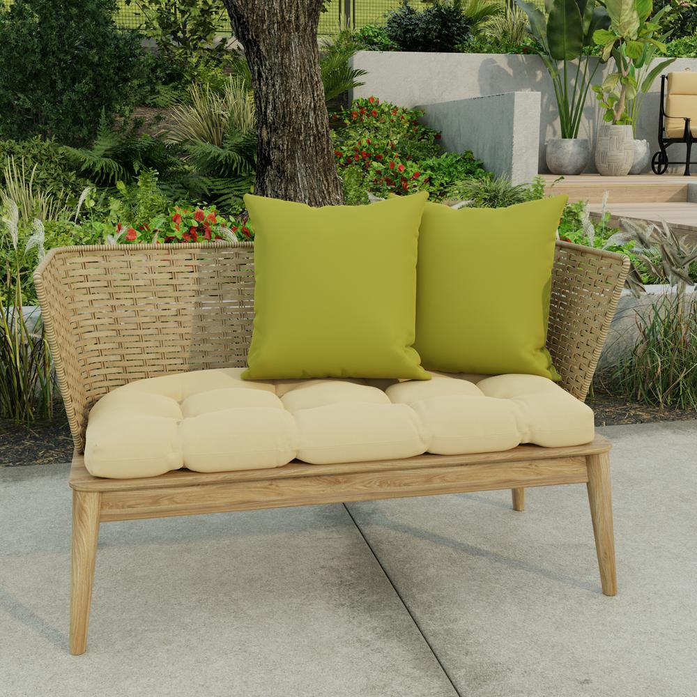 Veranda Kiwi Green Solid Square Knife Edge Outdoor Throw Pillows (2-Pack). Picture 3