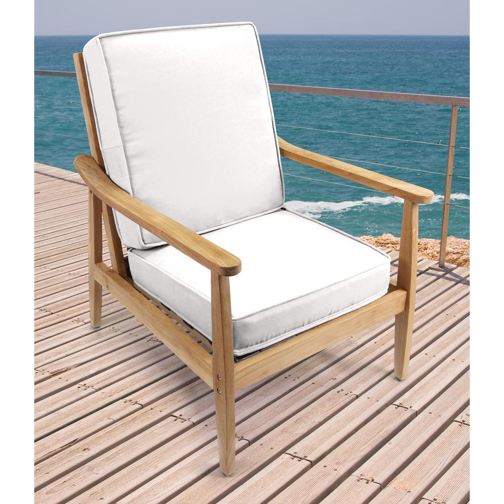 2-Piece Canvas Linen Natural Solid Outdoor Chair Seat and Back Cushion Set. Picture 3